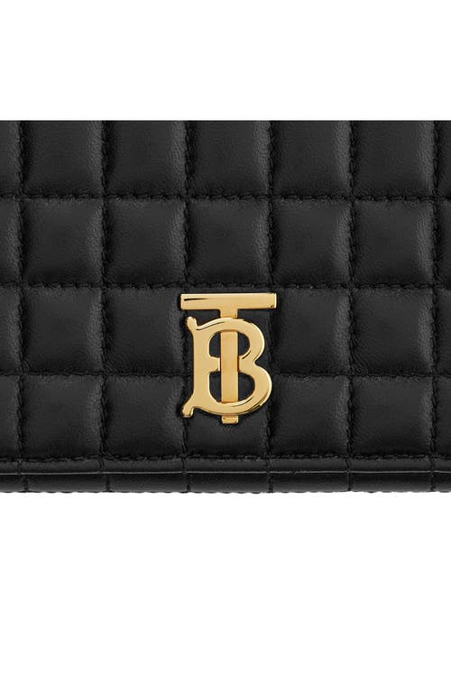 Shop Burberry Lola Quilted Leather Trifold Wallet In Black/light Gold