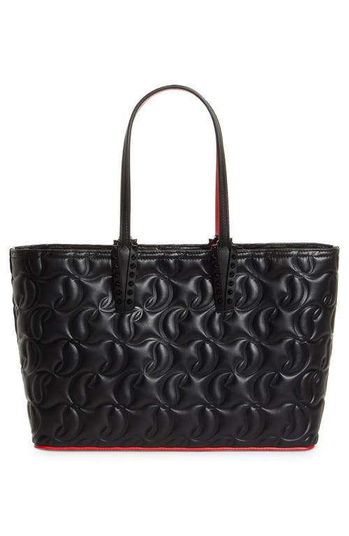 Shop Christian Louboutin Small Cabat Embossed Leather Tote In Cm53 Black/black