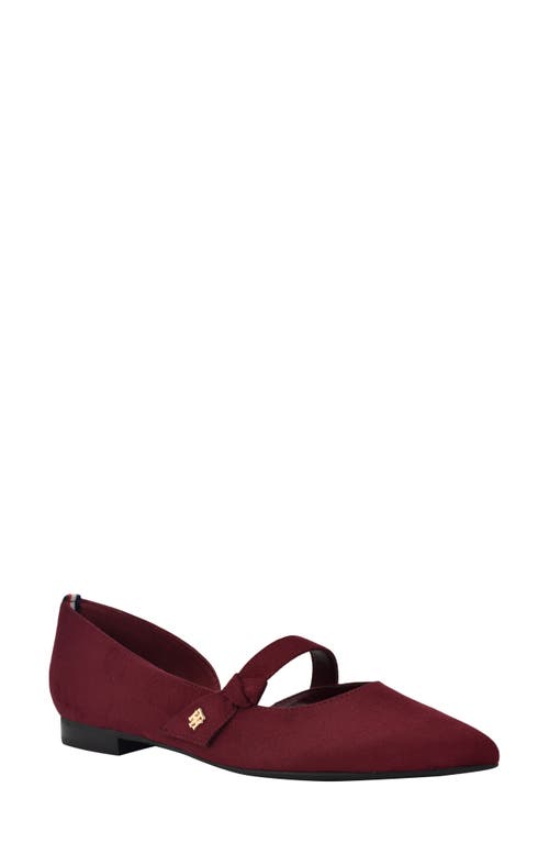 Shop Tommy Hilfiger Venny Pointed Toe Flat In Deep Rouge