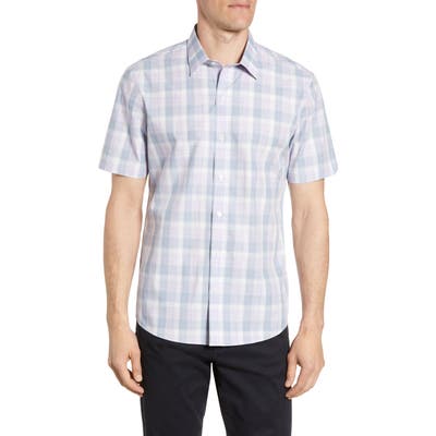 Zachary Prell Grafas Regular Fit Plaid Short Sleeve Button-Up Shirt, Purple