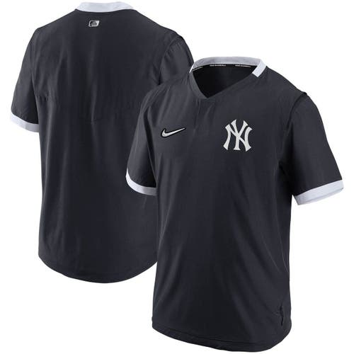 Men's Nike Navy/White New York Yankees Authentic Collection Short Sleeve Hot Pullover Jacket