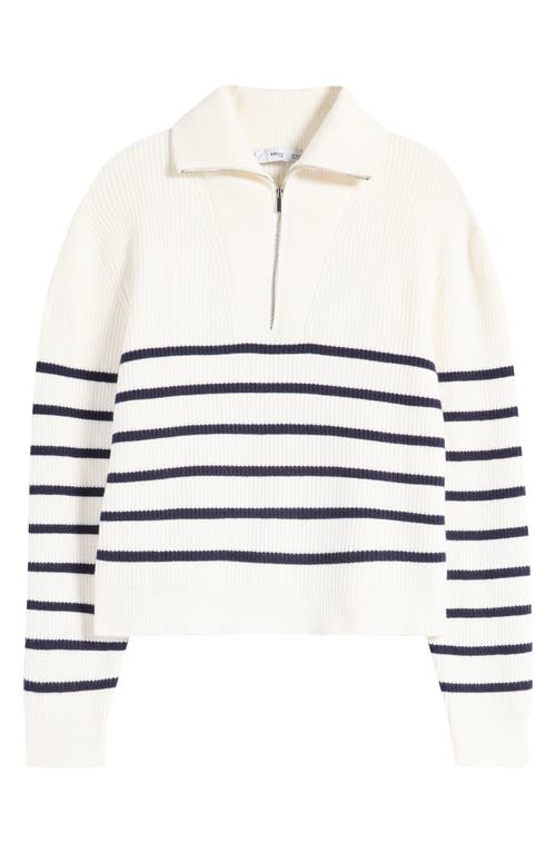 Shop Mango Rizoni Stripe Half Zip Sweater In Navy