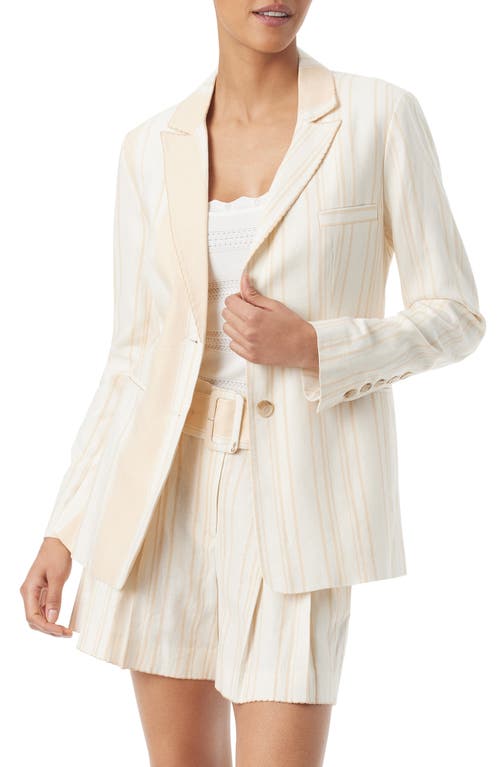 Sam Edelman Enola Variegated Stripe Linen Blend Jacket In White