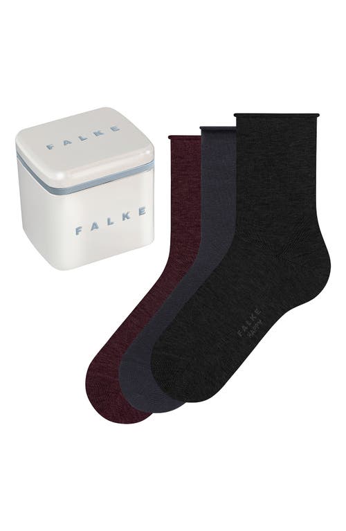 Falke Happy Assorted 3-pack Crew Socks Gift Box In Black