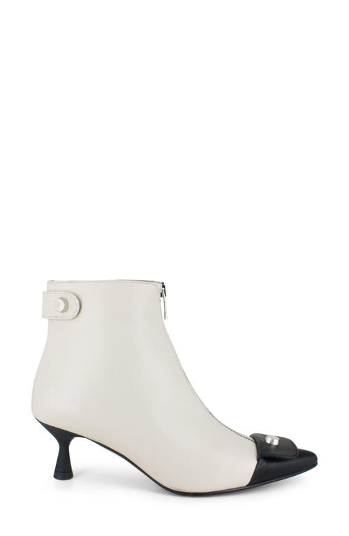 Zigi Renathe Pointed Cap Toe Bootie In Black White Leather