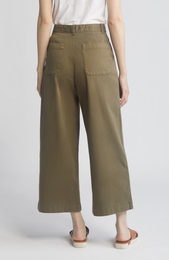 Shop Caslon Ultra High Rise Wide Leg Twill Pants In Olive Burnt