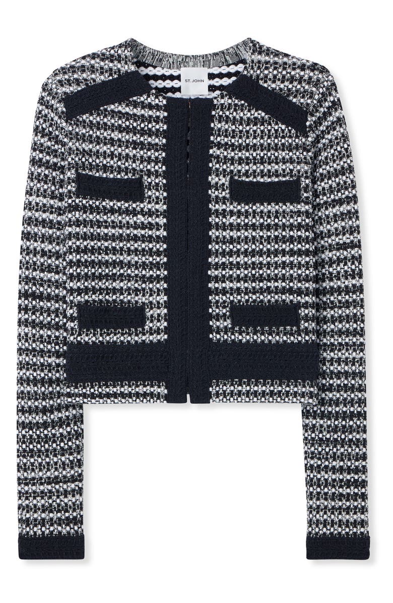 St. John Collection Bicolor Mixed Knit Crop Jacket | Nordstrom