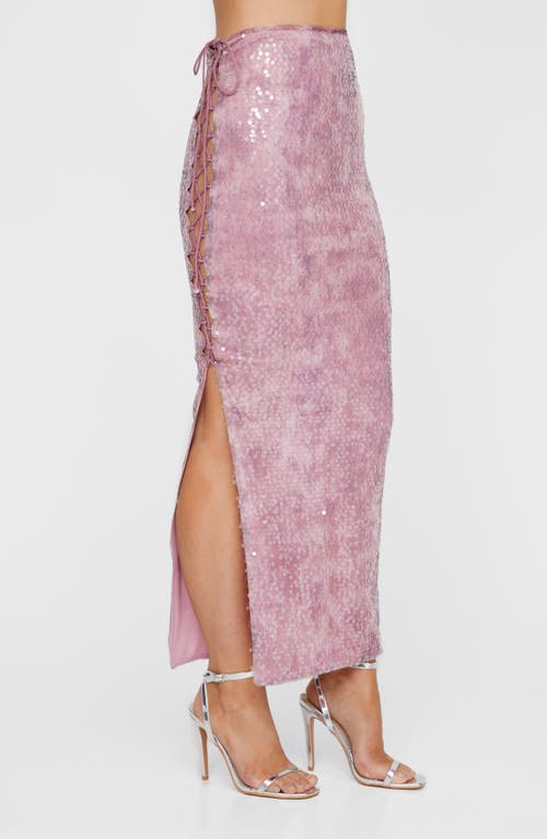 Shop Nasty Gal Sequin Lace-up Side Maxi Skirt In Pink