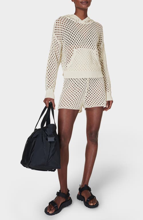 Shop Sweaty Betty Beachside Crochet Cover-up Hoodie In Lily White