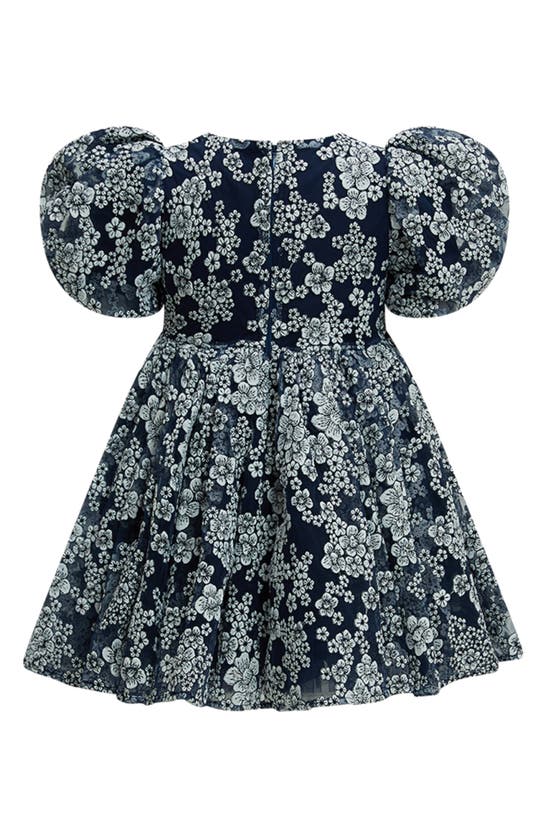 Shop Bardot Junior Kids' Roisin Floral Puff Sleeve Party Dress In Navy Floral