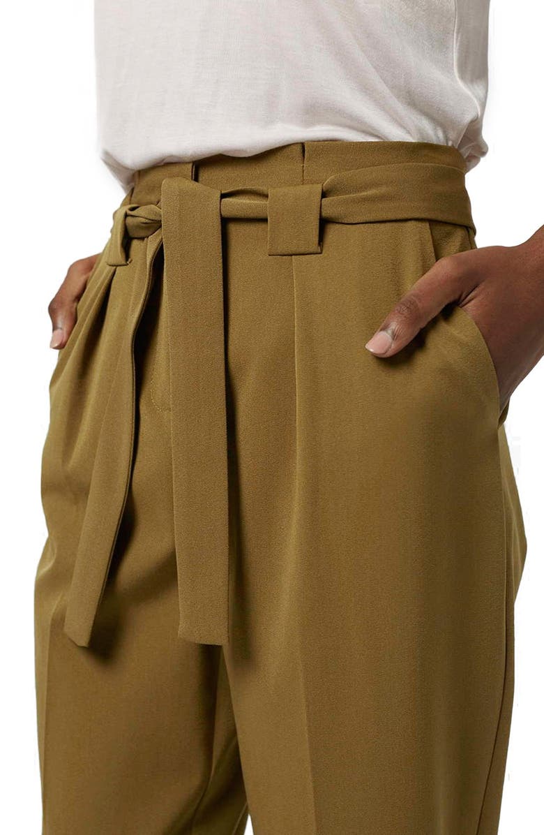 Topshop Belted Tapered Paperbag Trousers (Petite) | Nordstrom
