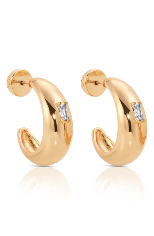 Ettika Baguette Cubic Zirconia Oval Dome Half Hoop Earrings In Gold