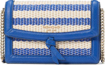 Kate Spade New York Knott Striped Woven Fabric Flap Crossbody Classic Blue  Multi One Size: Handbags