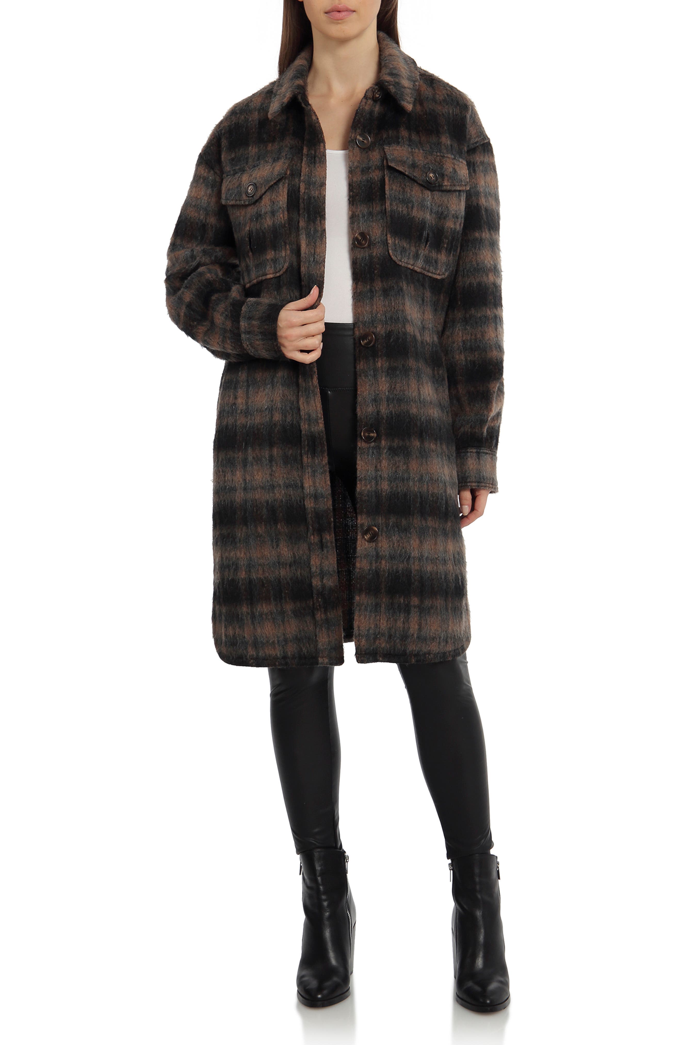 plaid long coat