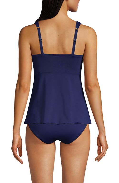 Lands' End Adjustable Scoop Neck Flutter Tankini Top In Deep Sea Navy
