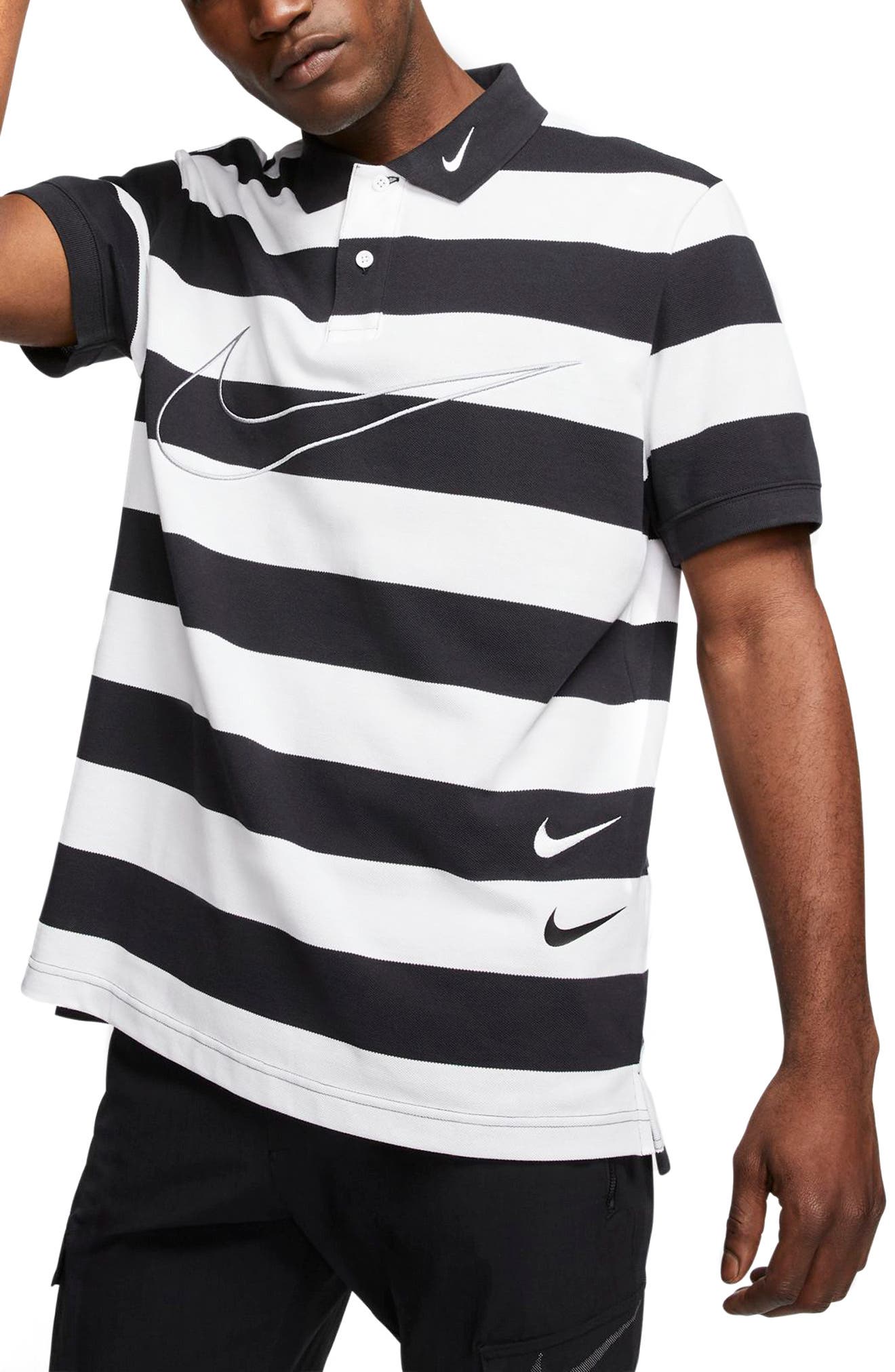 nike logo striped polo shirt