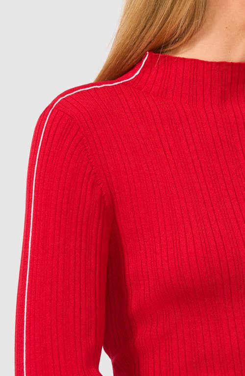 Shop Halogenr Halogen(r) Piped Mock Neck Rib Sweater In Ultra Red