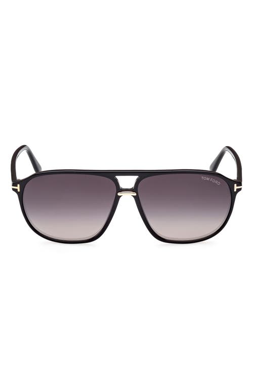 Shop Tom Ford Bruce 61mm Navigator Sunglasses In Shiny Black/smoke