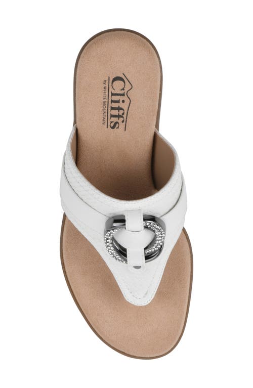 Cliffs By White Mountain Benedict Wedge Thong Sandal In White/woven