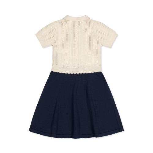 Shop Hope & Henry Baby Girls' Organic French Schoolgirl Sweater Dress, Infant In Ivory Cable Navy Colorblock