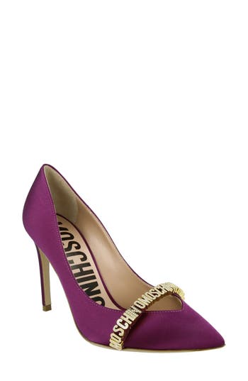 Moschino Satin Pointed Toe Pump In Raspberry