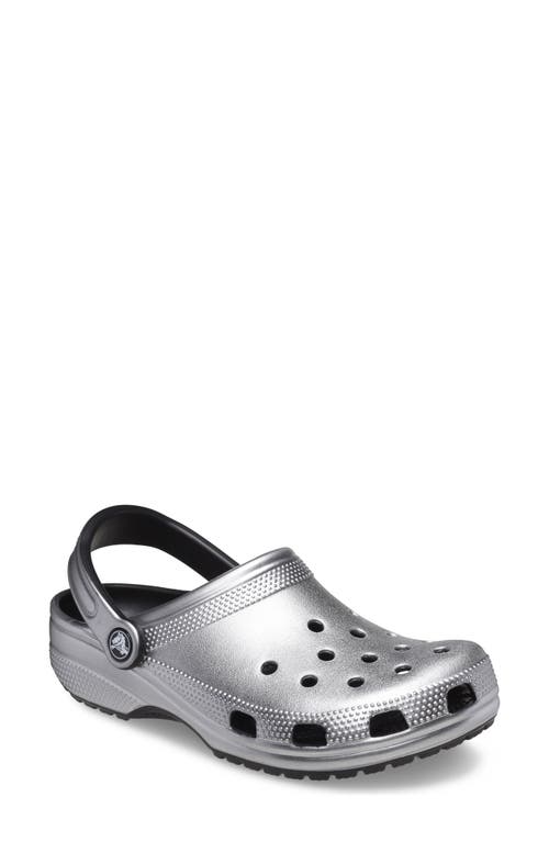 CROCS Metallic Classic Clog in Silver Metallic