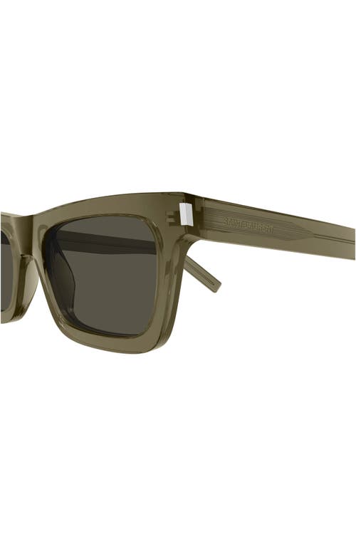 Shop Saint Laurent 54mm Rectangular Sunglasses In Brown