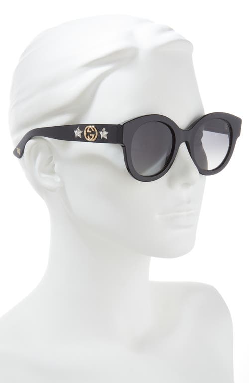 Gucci 51mm Round Polarized Sunglasses In Black Black Grey