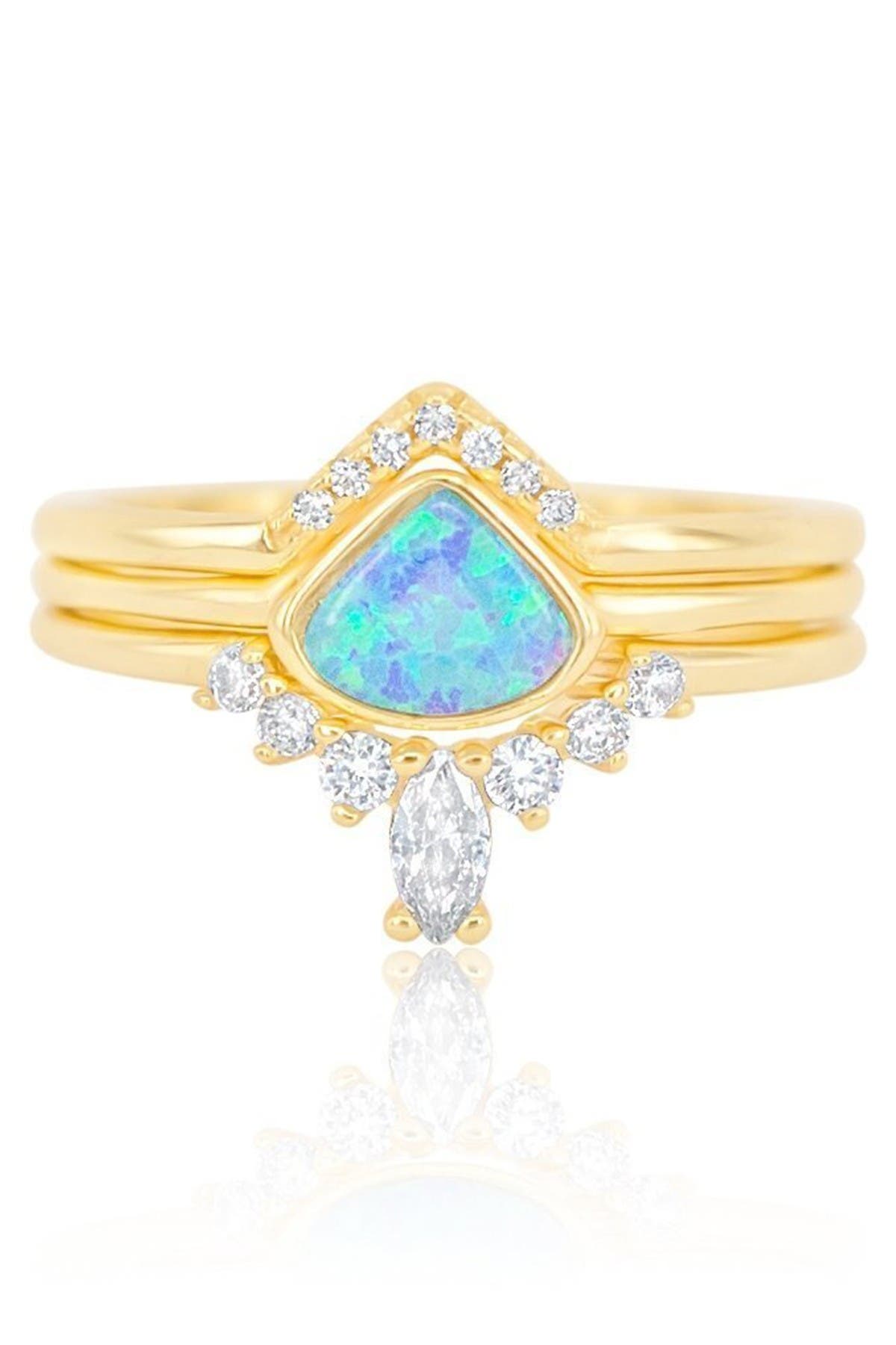 Melinda Maria Brett Blue Opal Cz Stacking Ring In Gold ModeSens