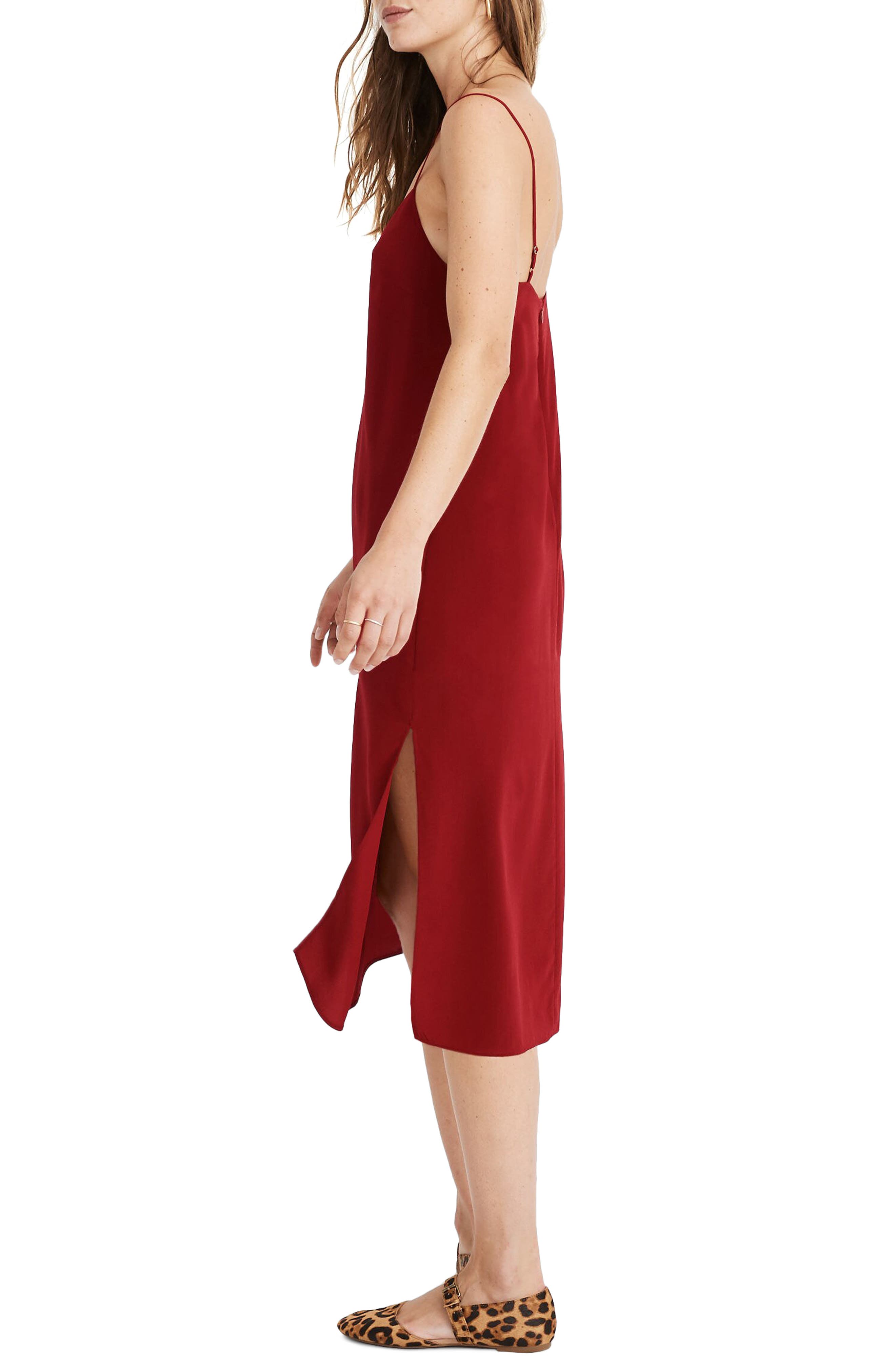 silk slip dress with slit