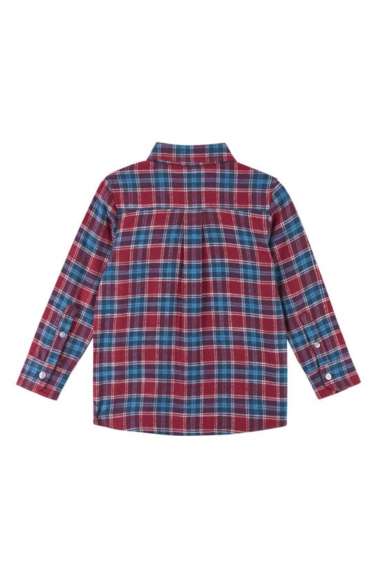 Shop Andy & Evan Kids' Textured Plaid Shirt In Red Blue Plaid