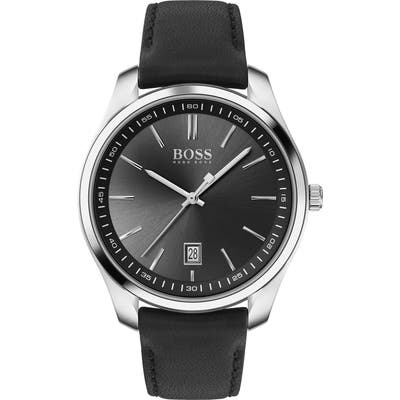 Boss Circuit Leather Strap Watch, 42Mm