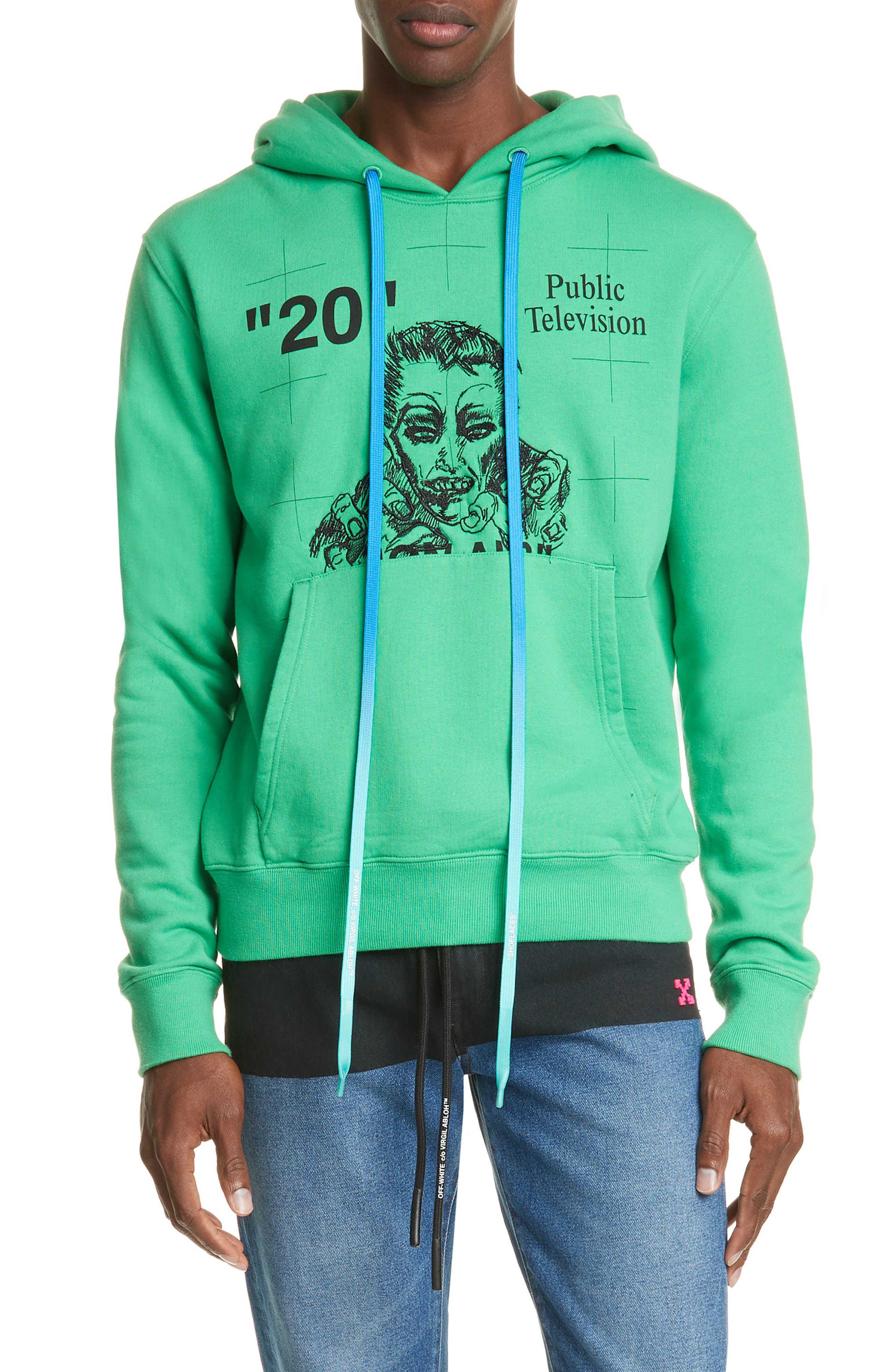 off white public television hoodie