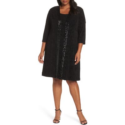 Plus Size Alex Evenings Sequin Shift Dress With Jacket