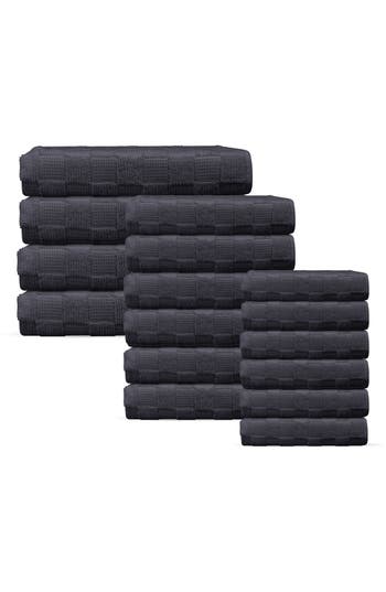 Brooks Brothers Waffle Terry 16-piece Turkish Cotton Towel Set In Anthracite