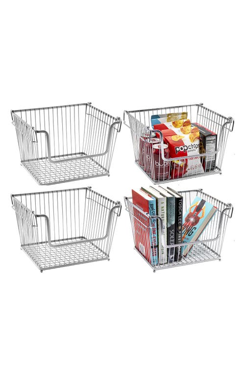 SORBUS 4-Pack Wire Storage Baskets in Silver