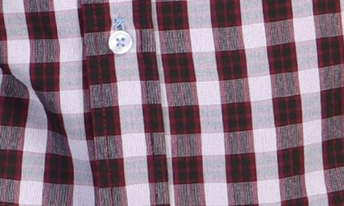 Tailorbyrd Geo Print Stretch Button-down Shirt In Wine