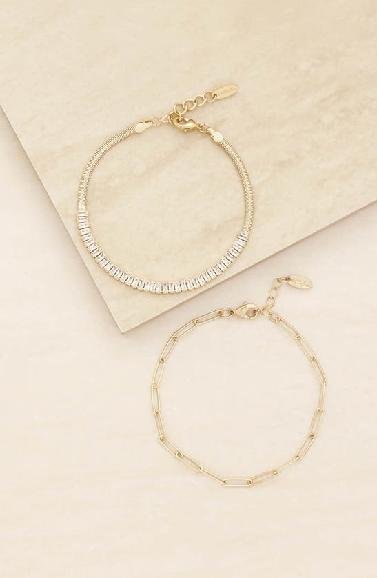 Shop Ettika Links And Shine 2-piece Anklet Set In Gold
