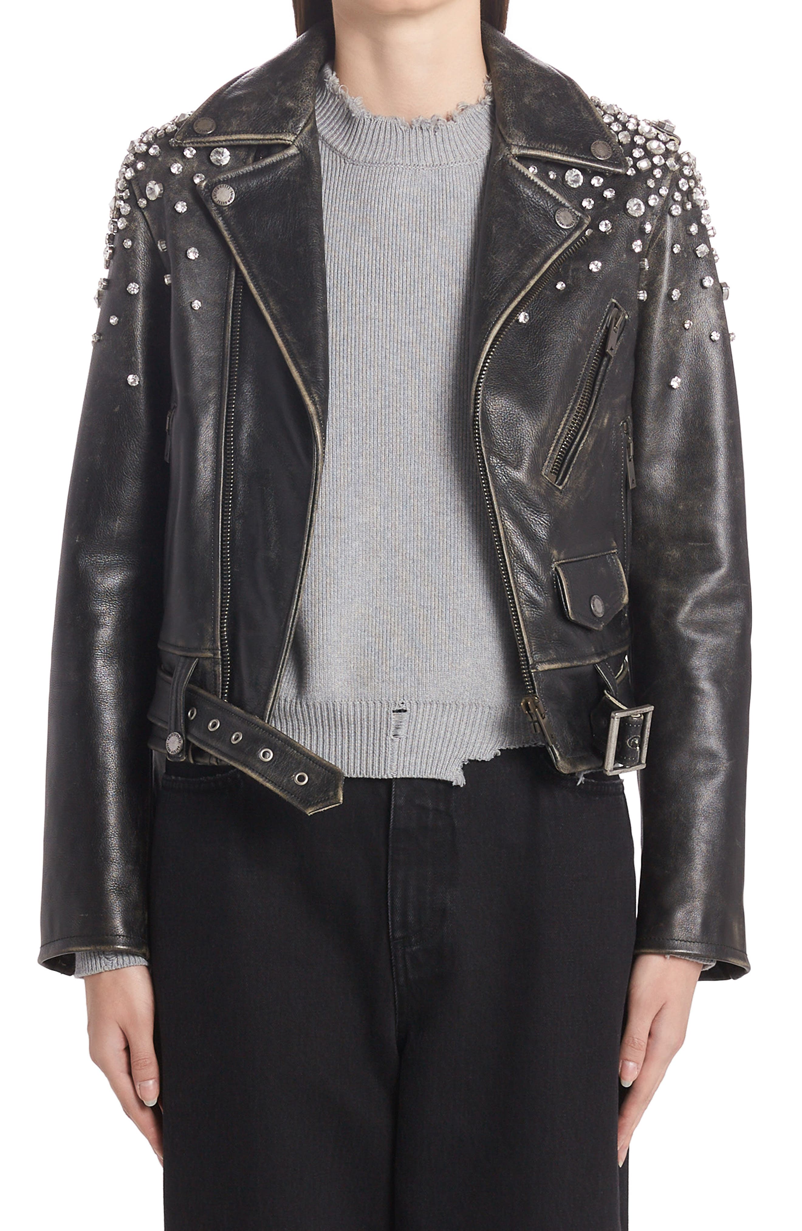 golden goose chiodo leather jacket