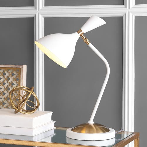 Shop Jonathan Y Albert Iron Retro Mid-century Led Table Lamp In White
