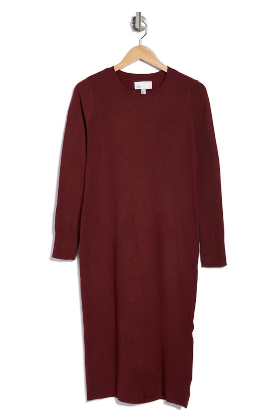 Nordstrom Rack Long Sleeve Jewel Neck Sweater Dress In Burgundy Tannin