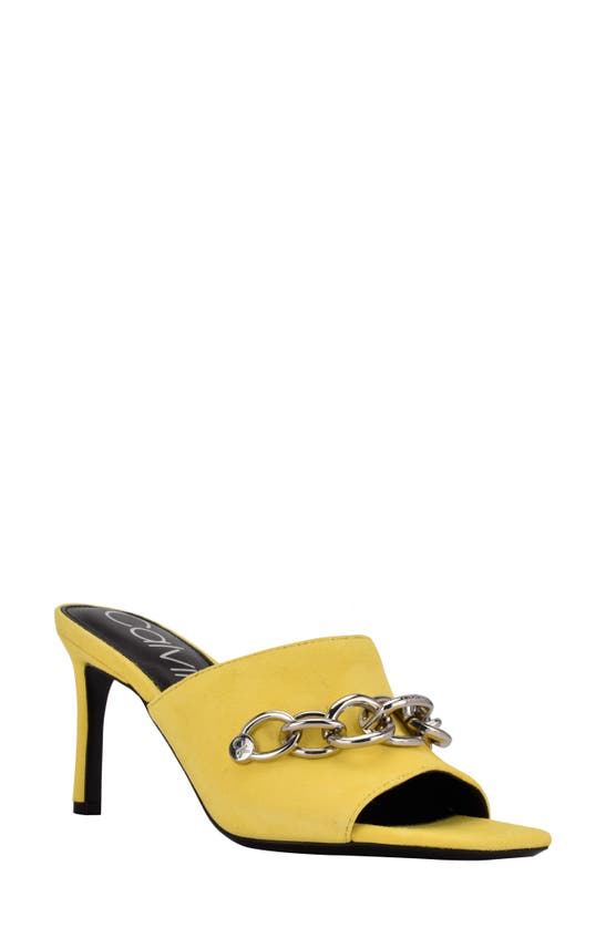 Bloeien Verstrikking vloeistof Calvin Klein Women's Halima High Heel Open Toe Chain Mules Women's Shoes In  Yellow Tulip | ModeSens