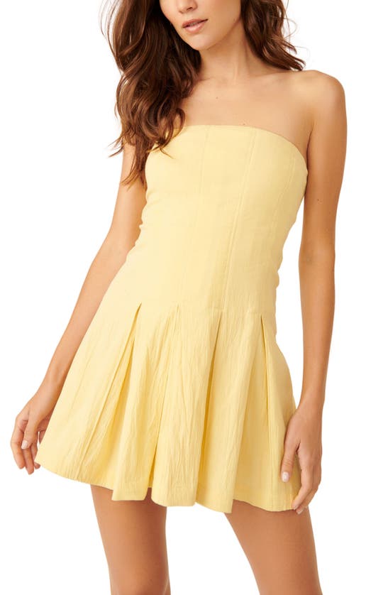 Shop Free People Made Me Smile Strapless Minidress In Yellow Tansy