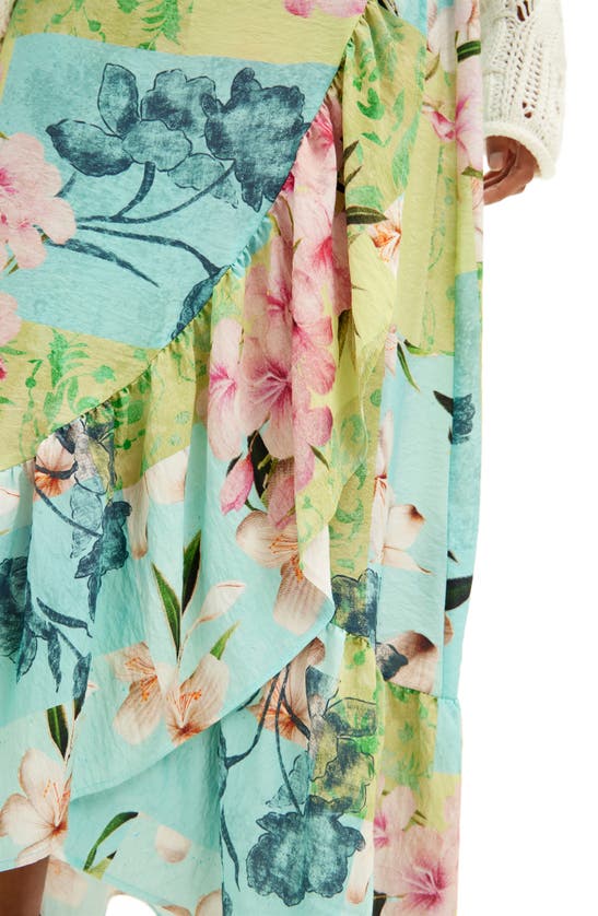 Shop Desigual Fal Tropi Floral Print Wrap Skirt In Green