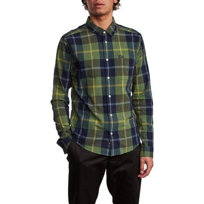 Rvca Okapi Plaid Button-Up Shirt, Green