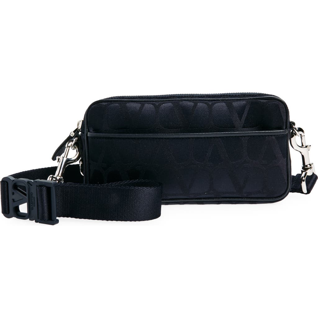 Valentino Garavani Mini Vlogo Toile Iconograph Shoulder Bag In Black