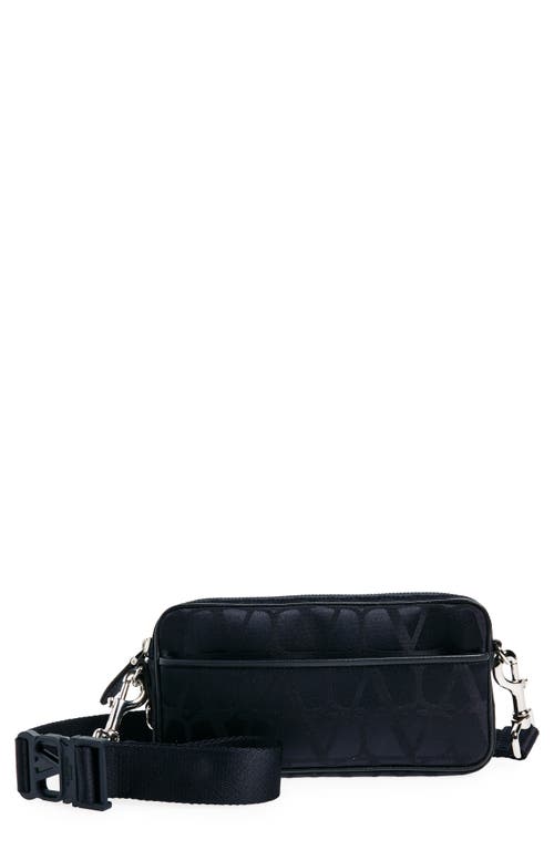 Shop Valentino Garavani Mini Vlogo Toile Iconograph Shoulder Bag In Marine