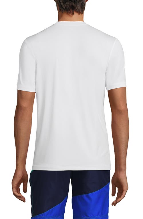 Lands' End Short Sleeve Swim Tee Rash Guard In White