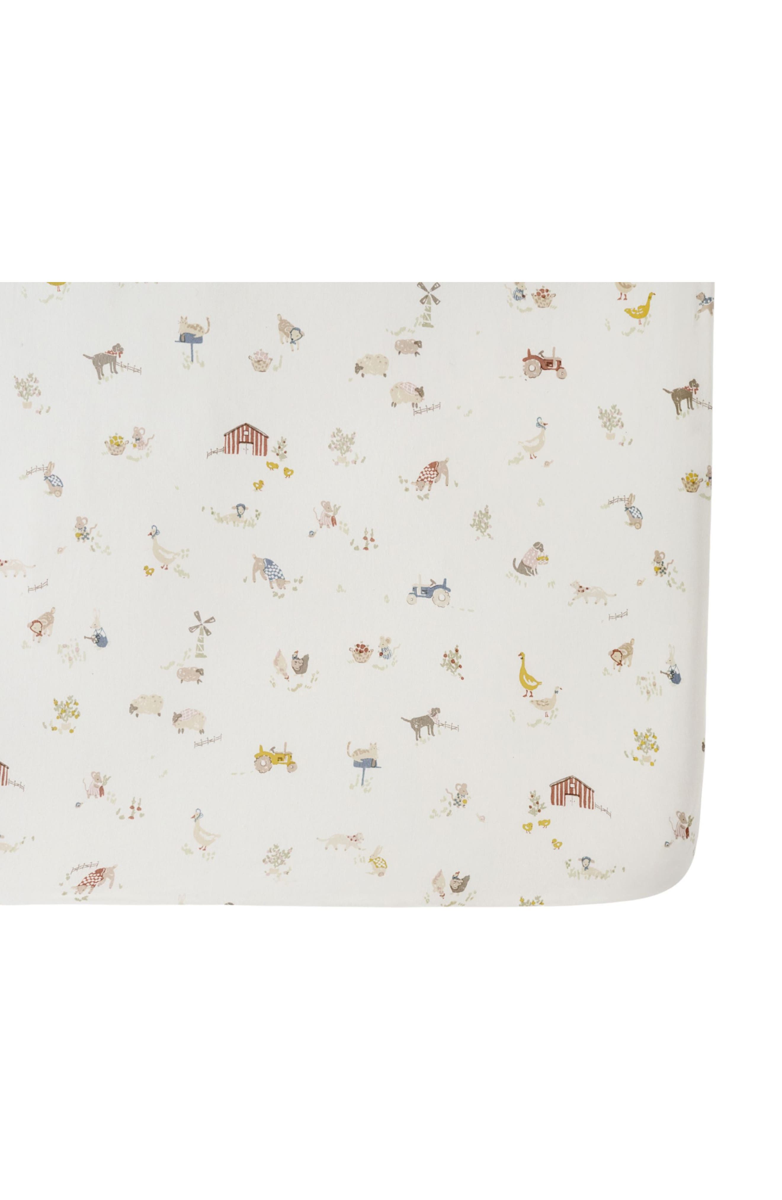 Pehr Bunny Hop Organic Cotton Crib Sheet in On The Farm 