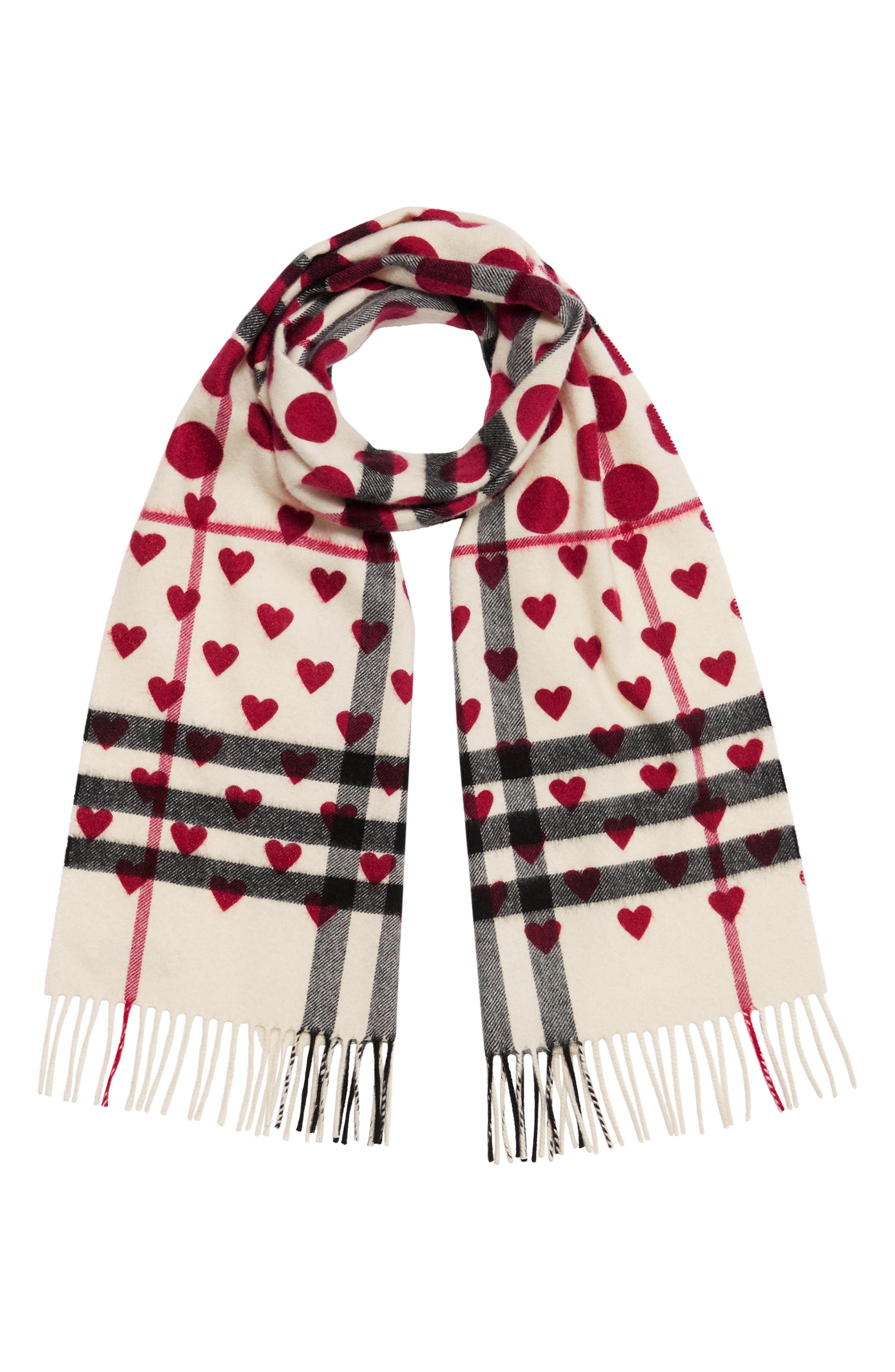 Classic Heart Check Cashmere Scarf 